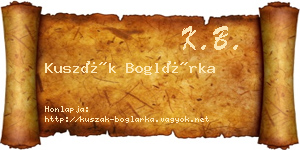 Kuszák Boglárka névjegykártya